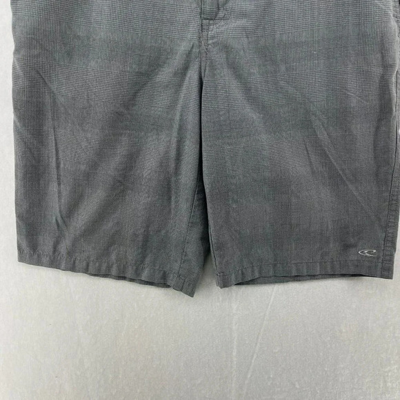 O'Neill Chino Shorts Mens Sz 29 Gray Plaid Slash Pockets Zip Houndstooth Midrise - Picture 8 of 11